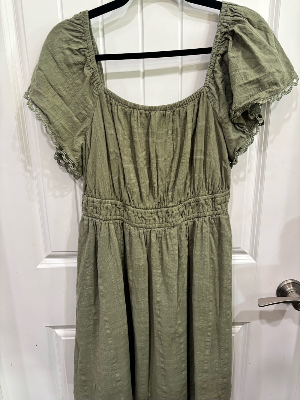 Midi Smocked Waist Dress in Sage Green